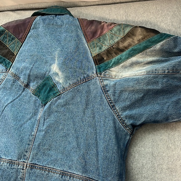 Vintage Y2K Current Seen Denim Duster Jacket Medium 90s Patch Avant Garde Grunge - Picture 7 of 10